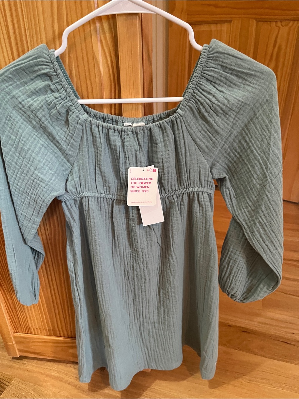 100% cotton Girls size 7 Sage Green Peasant dress- Lightweight Gauze